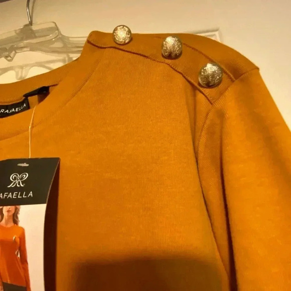 Women’s Long Sleeve Cotton Crew Neck Tee Accent Buttons Gold Burnt Orange NEW xl - Picture 5 of 15